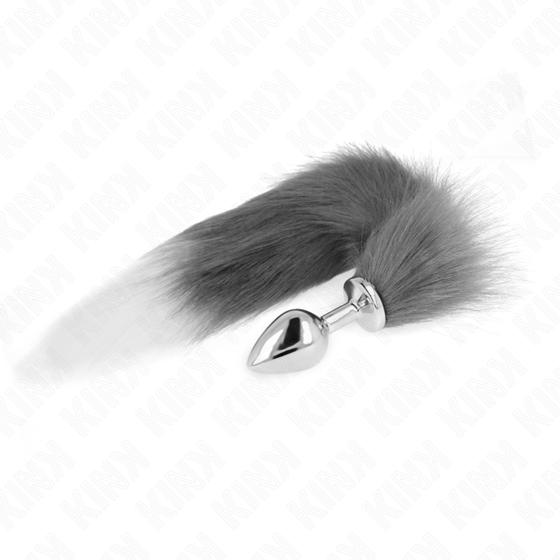 KINK - ANAL PLUG SIZE M 8 X 3.5 CM WITH SYNTHETIC TAIL 40 CM GREY AND WHITE - Toys "n" Us