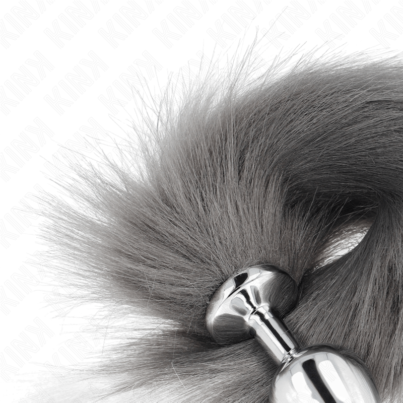 KINK - ANAL PLUG SIZE M 8 X 3.5 CM WITH SYNTHETIC TAIL 40 CM GREY AND WHITE - Toys "n" Us