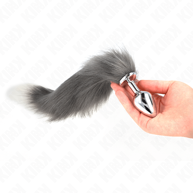 KINK - ANAL PLUG SIZE M 8 X 3.5 CM WITH SYNTHETIC TAIL 40 CM GREY AND WHITE - Toys "n" Us