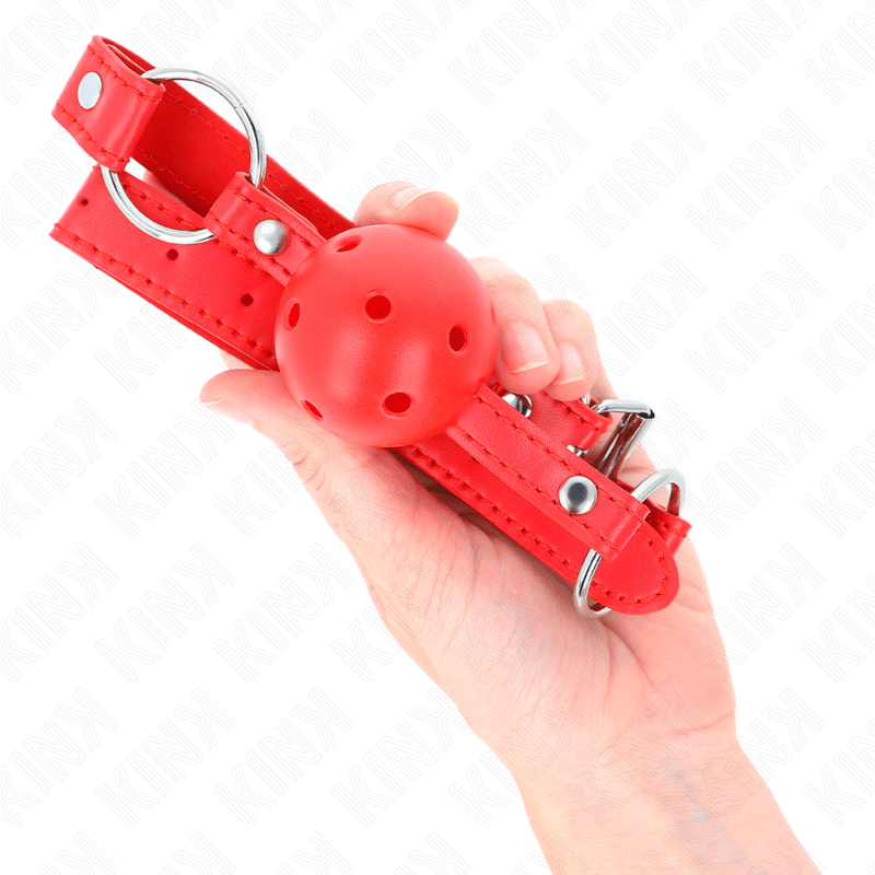 KINK - BOLA RESPIRÁVEL 4 CM MORDAÇA COM REBITE DUPLO MODELO 1 VERMELHO 62,5 x 2,5 CM AJUSTÁVEL 42 - 58 CM - Toys "n" Us