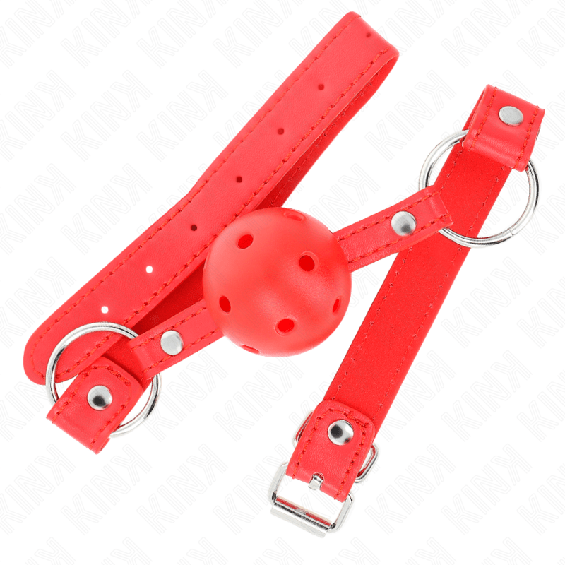 KINK - BOLA RESPIRÁVEL 4 CM MORDAÇA COM REBITE DUPLO MODELO 1 VERMELHO 62,5 x 2,5 CM AJUSTÁVEL 42 - 58 CM - Toys "n" Us