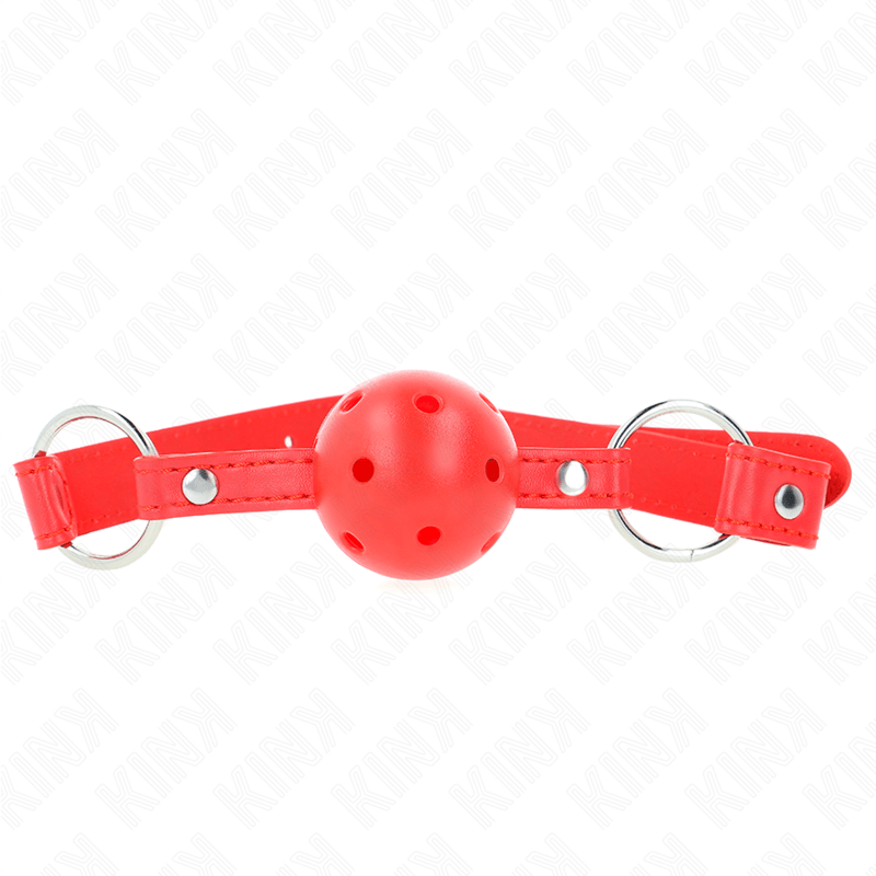 KINK - BOLA RESPIRÁVEL 4 CM MORDAÇA COM REBITE DUPLO MODELO 1 VERMELHO 62,5 x 2,5 CM AJUSTÁVEL 42 - 58 CM - Toys "n" Us