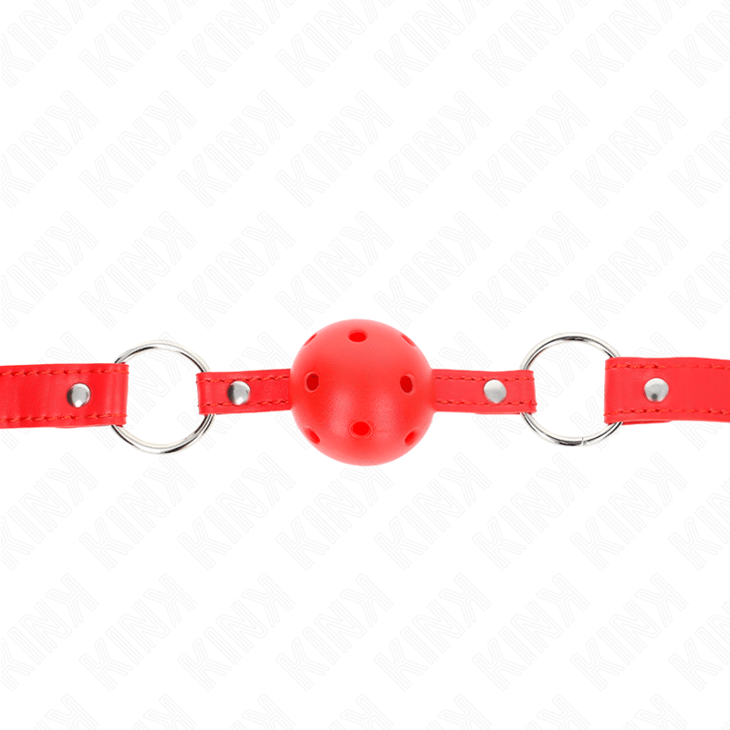 KINK - BOLA RESPIRÁVEL 4 CM MORDAÇA COM REBITE DUPLO MODELO 1 VERMELHO 62,5 x 2,5 CM AJUSTÁVEL 42 - 58 CM - Toys "n" Us