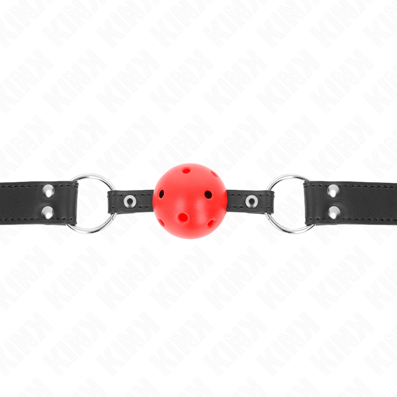 KINK - BOLA RESPIRÁVEL MORDAÇA DE 4 CM COM REBITE DUPLO COURO 62,5 x 2,5 CM AJUSTÁVEL 42 - 58 CM - Toys "n" Us
