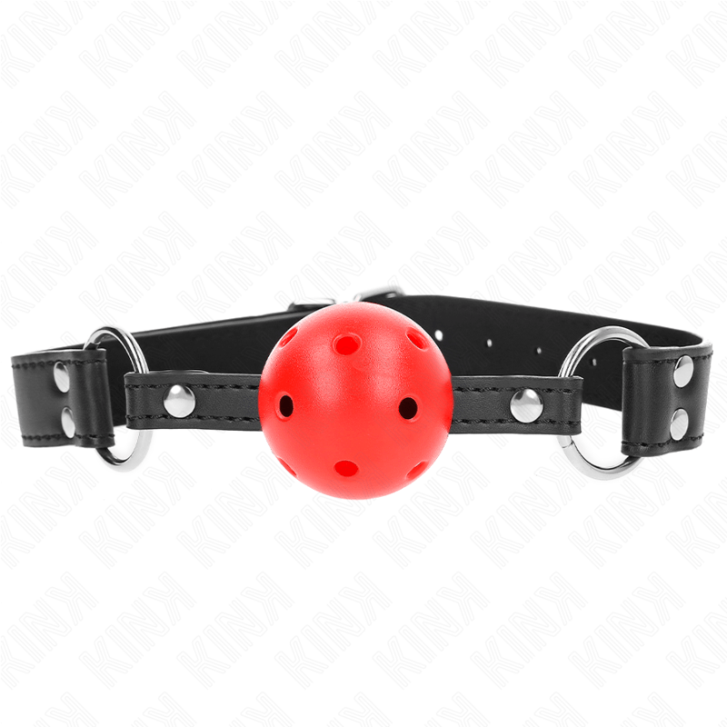 KINK - BOLA RESPIRÁVEL MORDAÇA DE 4 CM COM REBITE DUPLO COURO 62,5 x 2,5 CM AJUSTÁVEL 42 - 58 CM - Toys "n" Us
