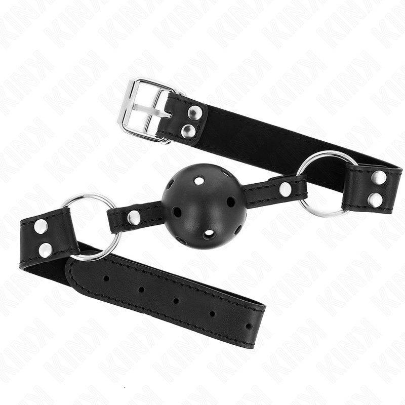 KINK - BREATHABLE BALL 4 CM GAG WITH DOUBLE RIVET MODEL 1 BLACK 62.5 x 2.5 CM ADJUSTABLE 42 - 58 CM - Toys "n" Us