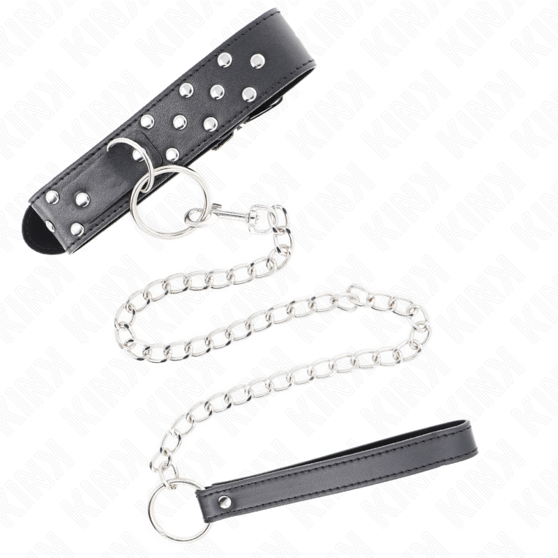 KINK - COLAR DE ALÇA DE REBITE DE ANEL COM CINTO 65 CM PRETO AJUSTÁVEL 36 - 50 CM X 3,8 CM - Toys "n" Us