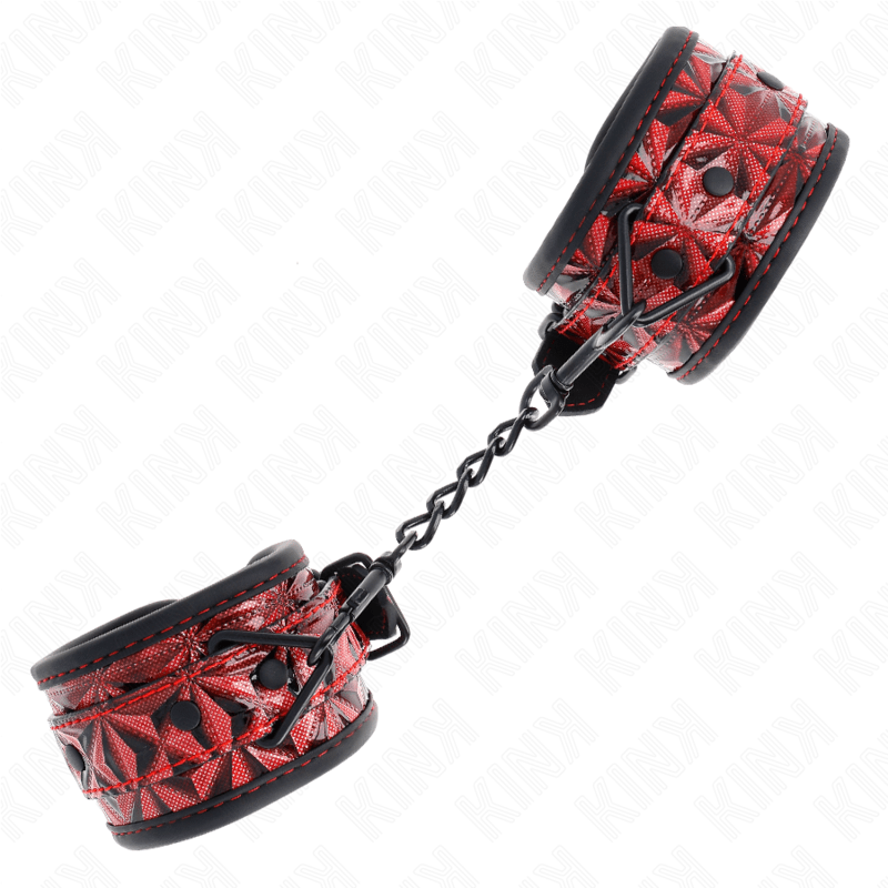 KINK - DIAMOND PATTERN WRIST RESTRAINTS DARK RED ADJUSTABLE 17 - 26 CM X 5.5 CM - Toys "n" Us
