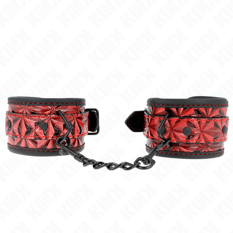 KINK - DIAMOND PATTERN WRIST RESTRAINTS DARK RED ADJUSTABLE 17 - 26 CM X 5.5 CM - Toys "n" Us