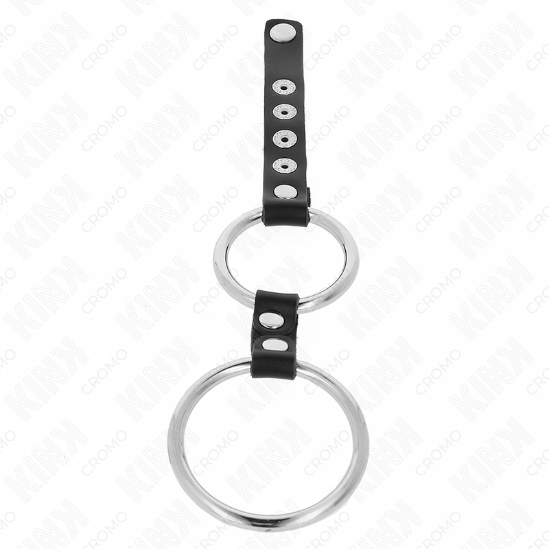 KINK - DOUBLE METAL PENIS RING 3.8 CM TO 5 CM CONNECTED WITH LEATHER - Toys "n" Us