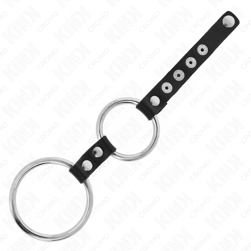 KINK - DOUBLE METAL PENIS RING 3.8 CM TO 5 CM CONNECTED WITH LEATHER - Toys "n" Us