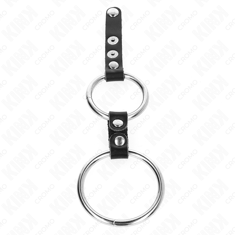 KINK - DOUBLE PENIS RING 3.8 CM TO 5 CM CONNECTED BY LEATHER - Toys "n" Us