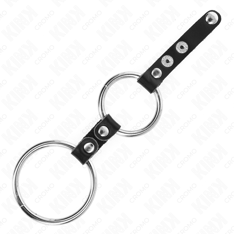 KINK - DOUBLE PENIS RING 3.8 CM TO 5 CM CONNECTED BY LEATHER - Toys "n" Us