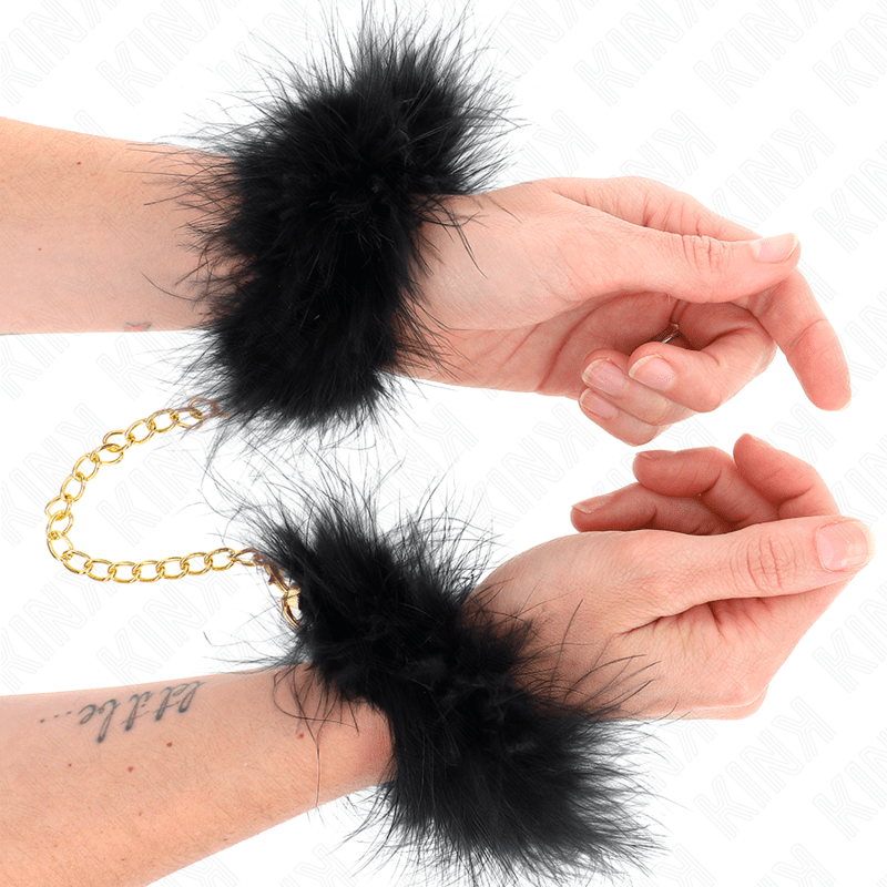 KINK - FEATHER HAND CUFFS WITH GOLD CHAIN MODEL 0 - Toys "n" Us