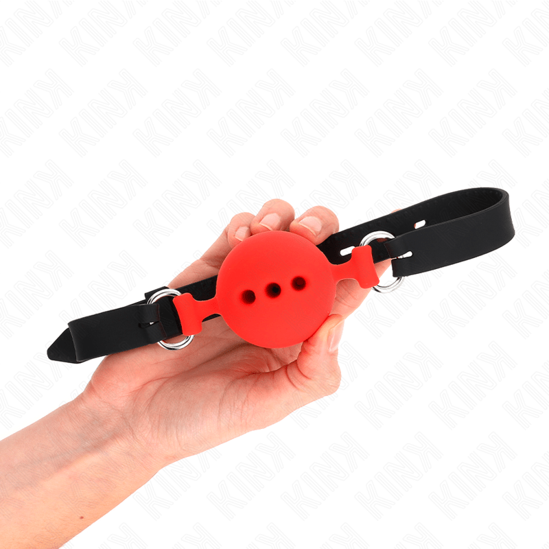 KINK - FULL SILICONE GAG 55 x 2 CM WITH 5 CM BALL SIZE L RED ADJUSTABLE 35 - 51 CM - Toys "n" Us