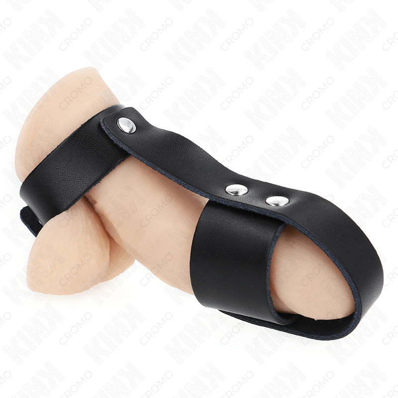 KINK - LEATHER PENIS CAGE RING WITH ADJUSTABLE BALL DIVIDER - Toys "n" Us