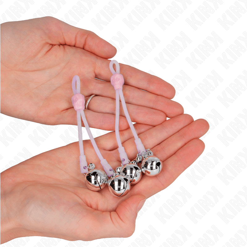 KINK - LUMINOUS SKULL NIPPLE CLAMPS WITH RING BELLS ADJUSTABLE PINK / SILVER - Toys "n" Us