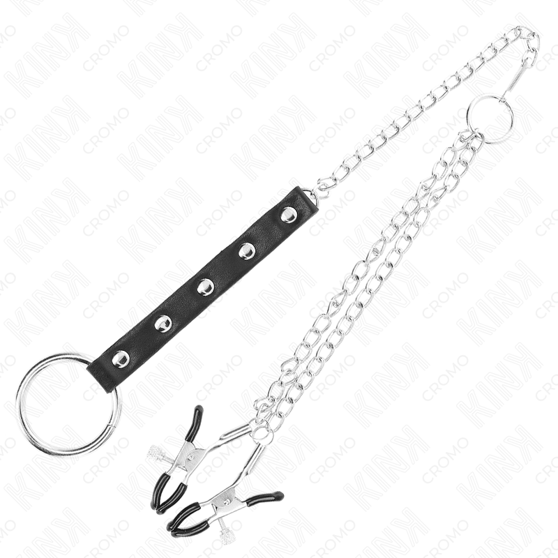 KINK - METAL PENIS RING WITH CHAIN AND ADJUSTABLE NIPPLE CLAMPS - Toys "n" Us
