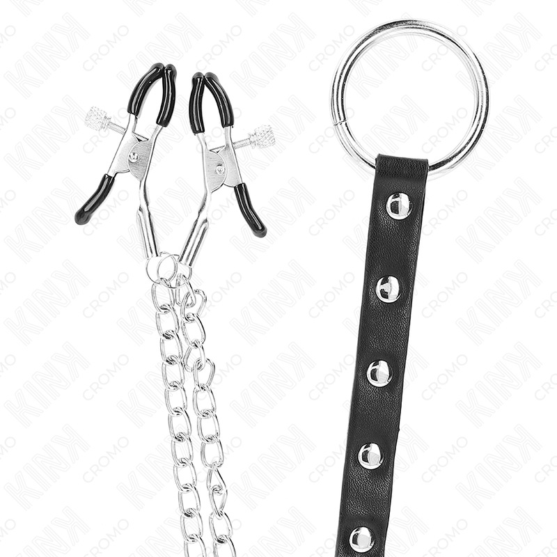 KINK - METAL PENIS RING WITH CHAIN AND ADJUSTABLE NIPPLE CLAMPS - Toys "n" Us