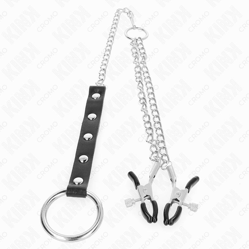 KINK - METAL PENIS RING WITH CHAIN AND ADJUSTABLE NIPPLE CLAMPS - Toys "n" Us