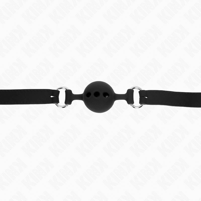 KINK - MORDAÇA COMPLETA DE SILICONE 55 x 2 CM COM BOLA DE 4 CM TAMANHO S PRETO AJUSTÁVEL 35 - 51 CM - Toys "n" Us