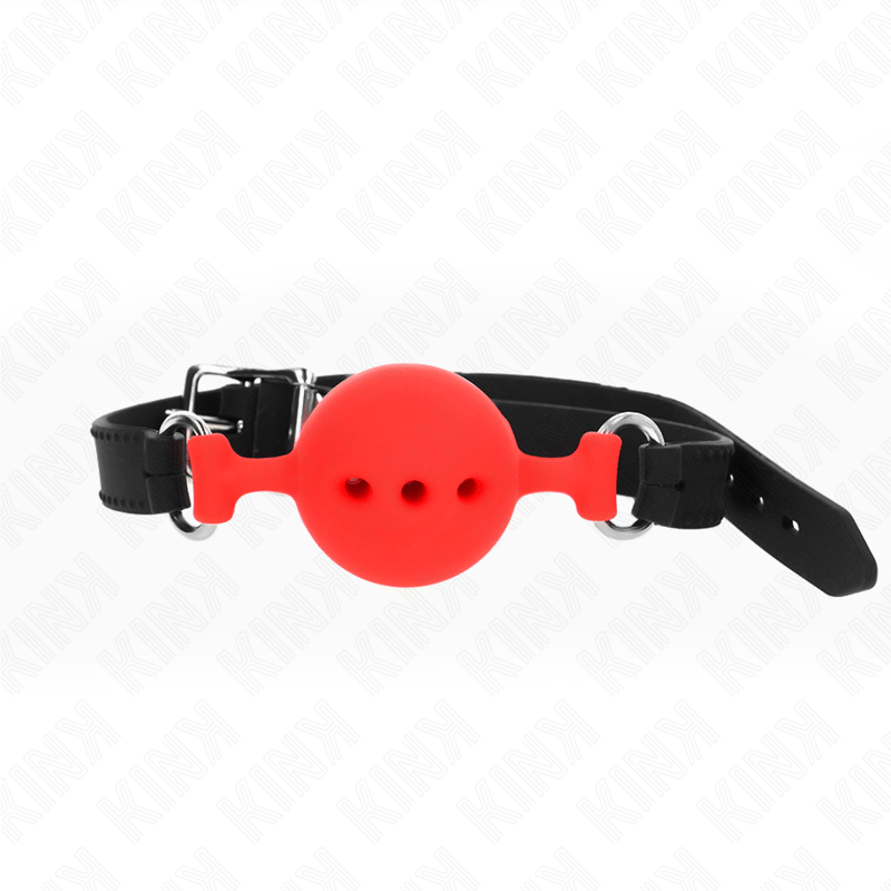 KINK - MORDAÇA COMPLETA DE SILICONE 55 x 2 CM COM BOLA DE 4,5 CM TAMANHO M VERMELHO AJUSTÁVEL 35 - 51 CM - Toys "n" Us