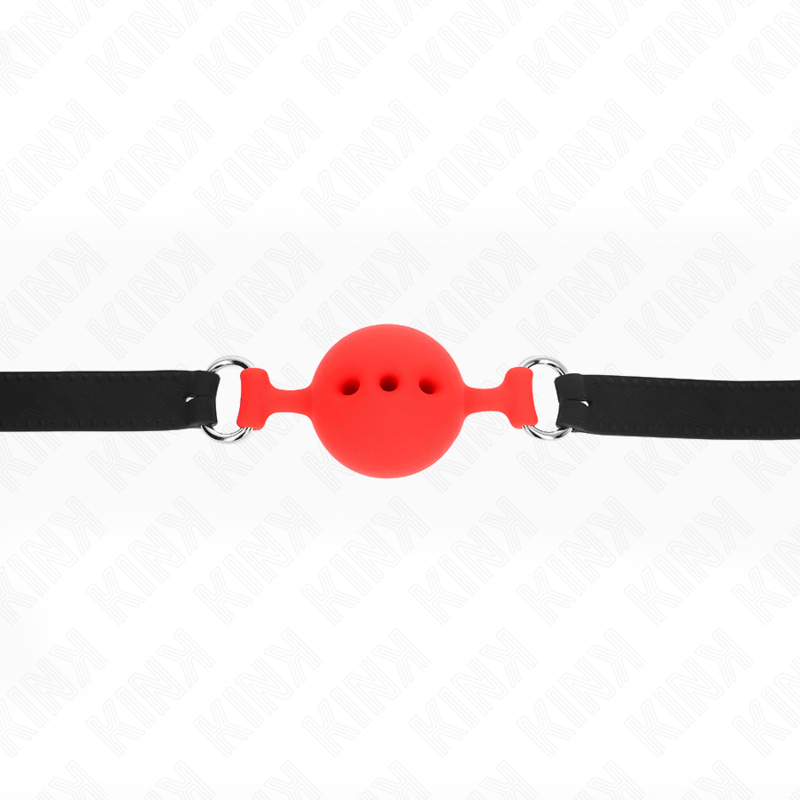 KINK - MORDAÇA COMPLETA DE SILICONE 55 x 2 CM COM BOLA DE 4,5 CM TAMANHO M VERMELHO AJUSTÁVEL 35 - 51 CM - Toys "n" Us