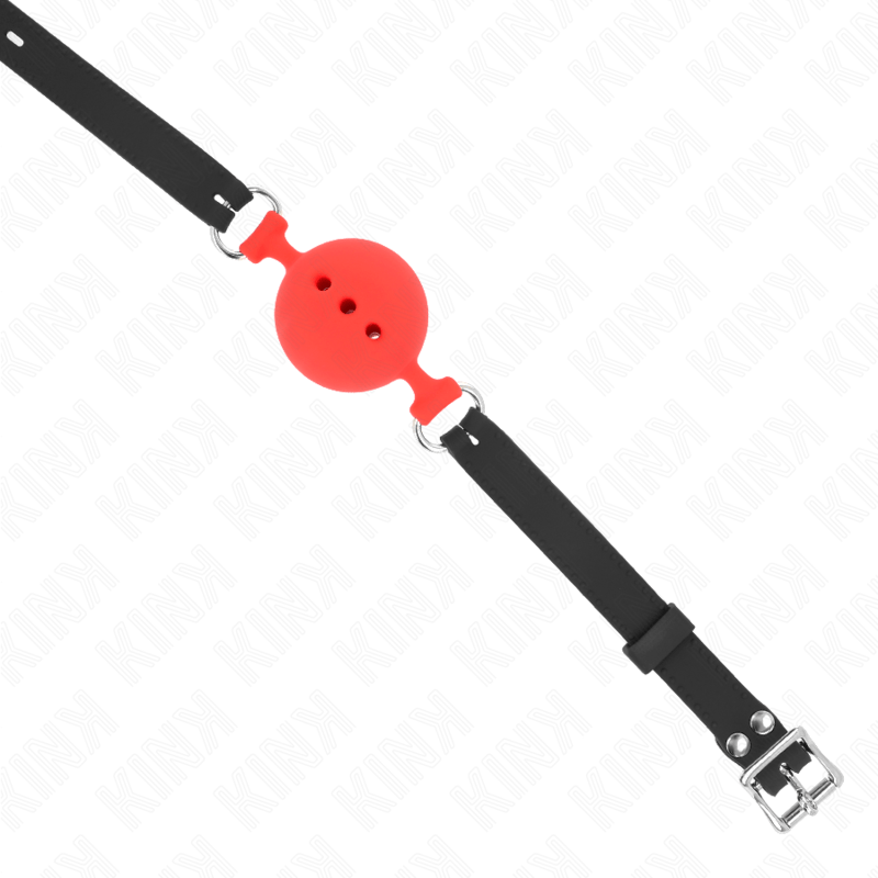 KINK - MORDAÇA COMPLETA DE SILICONE 55 x 2 CM COM BOLA DE 5 CM TAMANHO L VERMELHO AJUSTÁVEL 35 - 51 CM - Toys "n" Us