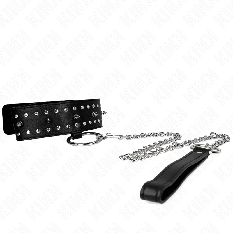 KINK - NECKLACE WITH LEASH 65 CM WITH SILVER STUDS MODEL 1 ADJUSTABLE 36 - 43 CM X 5 CM - Toys "n" Us