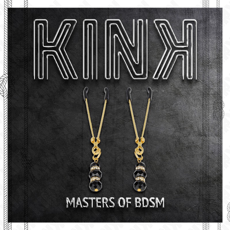 KINK - PINÇAS FINAS DOURADAS COM 3 CONTAS DE VIDRO PRETAS 7 CM - Toys "n" Us
