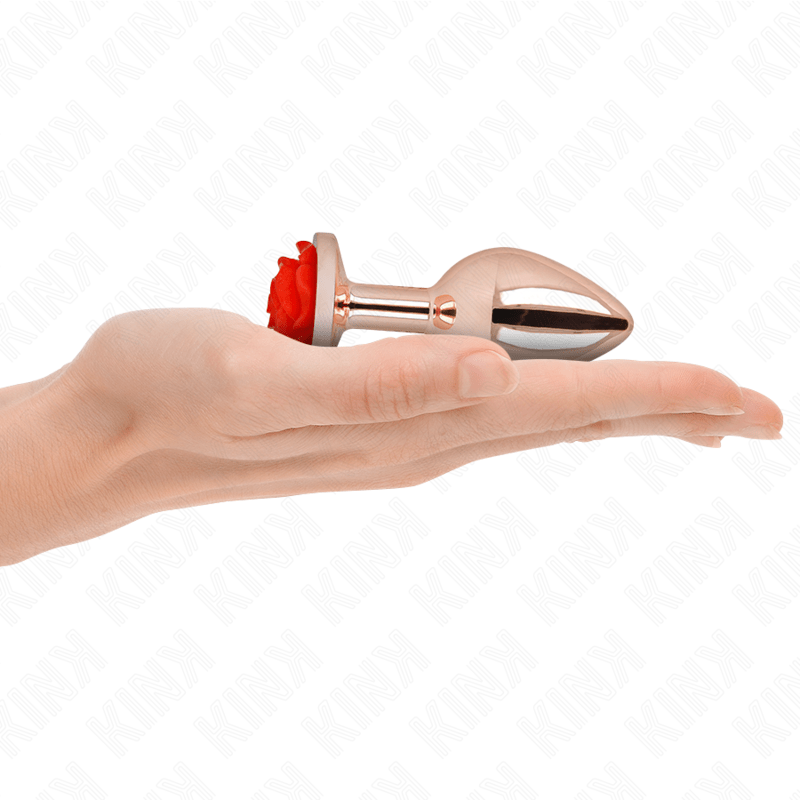 KINK - PINK GOLD ANAL PLUG WITH RED ROSE M - Toys "n" Us
