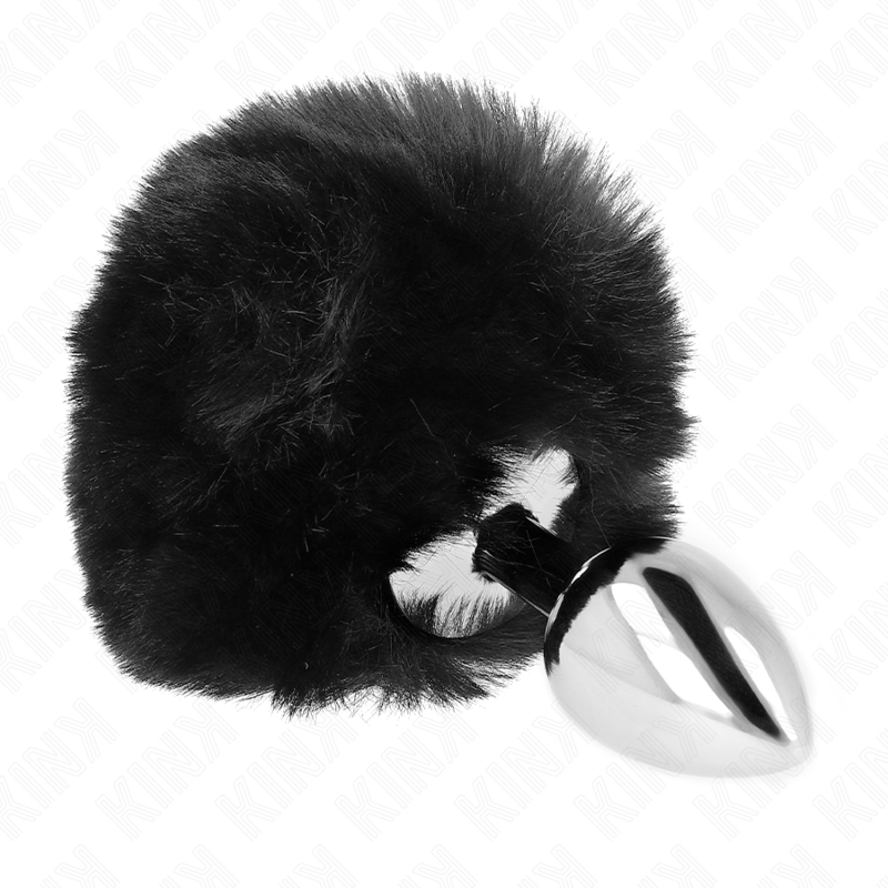 KINK - PLUG AÇO INOXIDÁVEL 7 x 3 CM COM CAUDA DE COELHO PRETA PELE FALSA 8 CM - Toys "n" Us