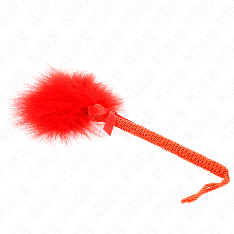 KINK - VARINHA DE CORDA DE NYLON COM PENAS DE CÓCEGAS E LAÇO VERMELHO 25 CM - Toys "n" Us
