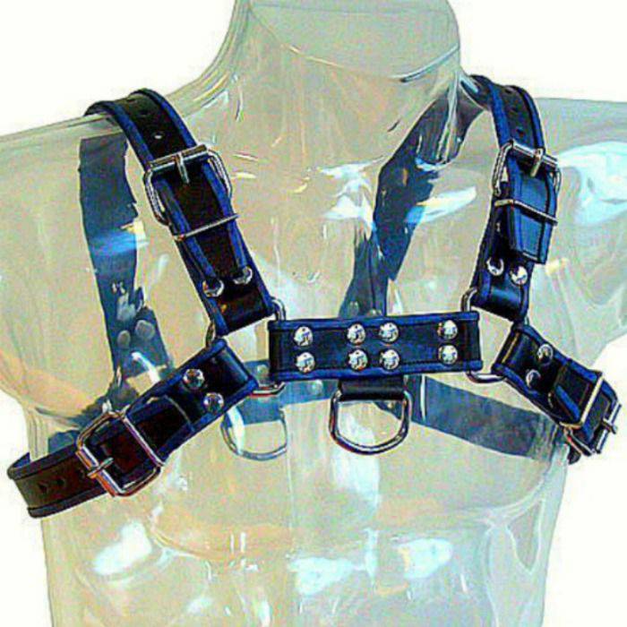 LEATHER BODY - PEITO BULDOGUE CHICOTE DE COURO PRETO / AZUL - Toys "n" Us