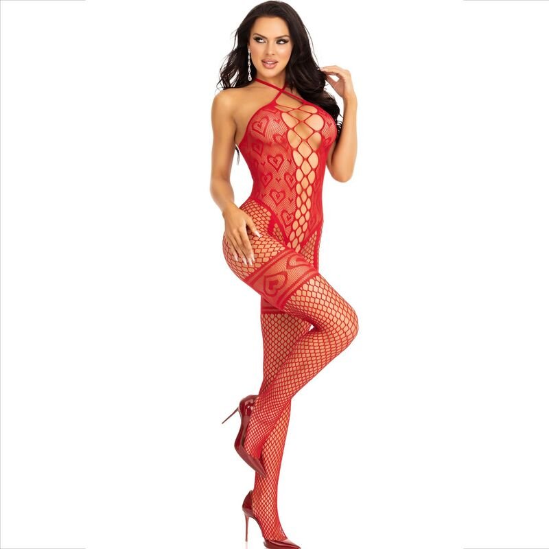 LEG AVENUE - BODYSTOCKING NECK HALTER RED HEARTS RED - Toys "n" Us