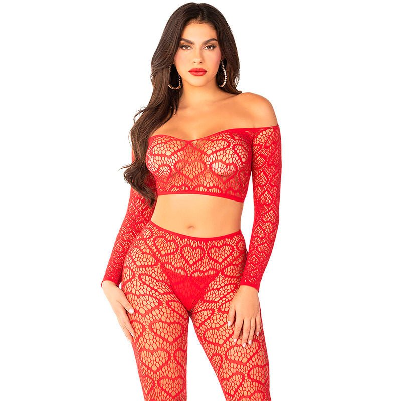 LEG AVENUE - CROP TOP + STOCKINGS RED ONE SIZE - Toys "n" Us