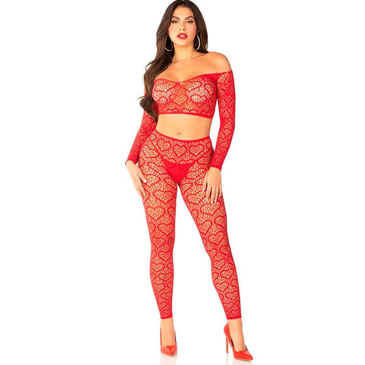 LEG AVENUE - CROP TOP + STOCKINGS RED ONE SIZE - Toys "n" Us