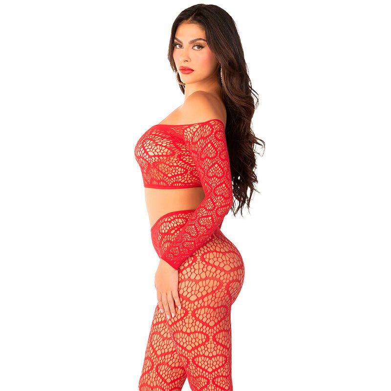 LEG AVENUE - CROP TOP + STOCKINGS RED ONE SIZE - Toys "n" Us