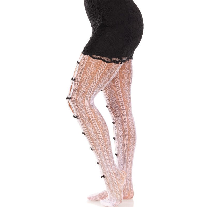 LEG AVENUE - MEIAS COM ABERTURAS CORAÇÃO E LAÇOS BRANCO - Toys "n" Us