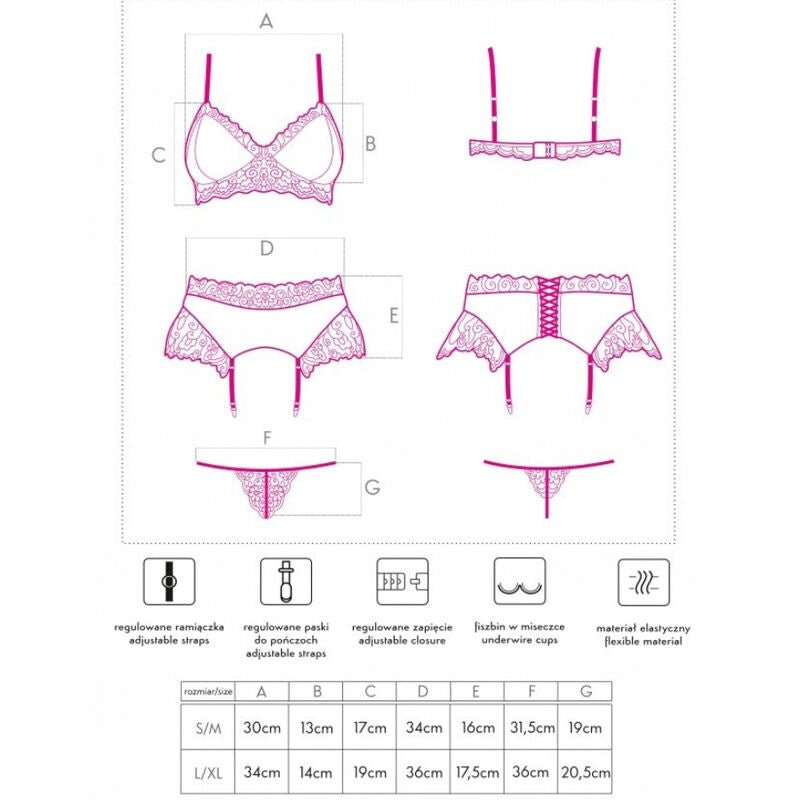 LIVCO CORSETTI FASHION - NAHIR LC 20214 BRA + PANTY + GARTER BELT L/XL - Toys "n" Us