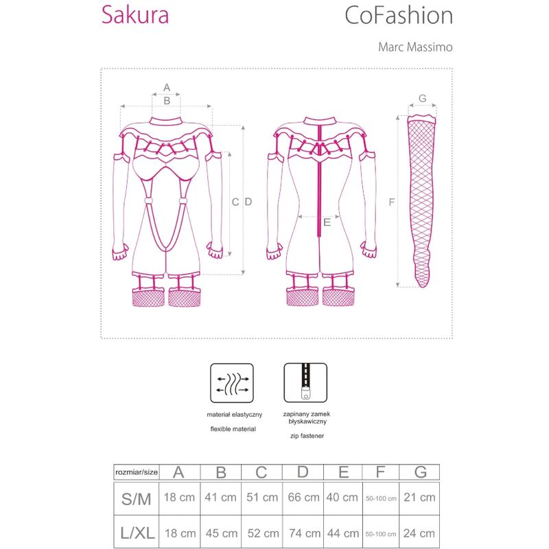 LIVCO CORSETTI FASHION - SAKURA CF 90357 JUMPSUIT + LONG GLOVES + GARTER BELT BLACK S/M - Toys "n" Us