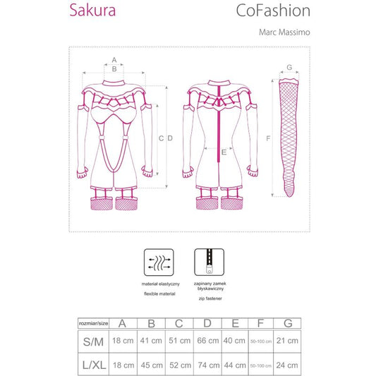 LIVCO CORSETTI FASHION - SAKURA CF 90357 JUMPSUIT + LONG GLOVES + GARTER BELT BLACK S/M - Toys "n" Us