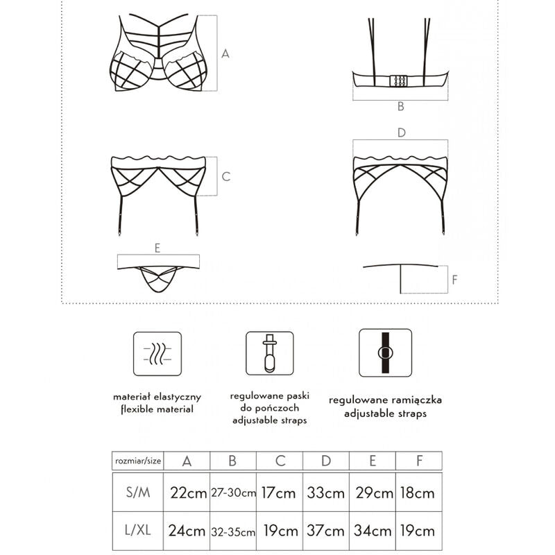 LIVCO CORSETTI FASHION - SOLEDAD LC 20217 BRA + PANTY + GARTER BELT L/XL - Toys "n" Us
