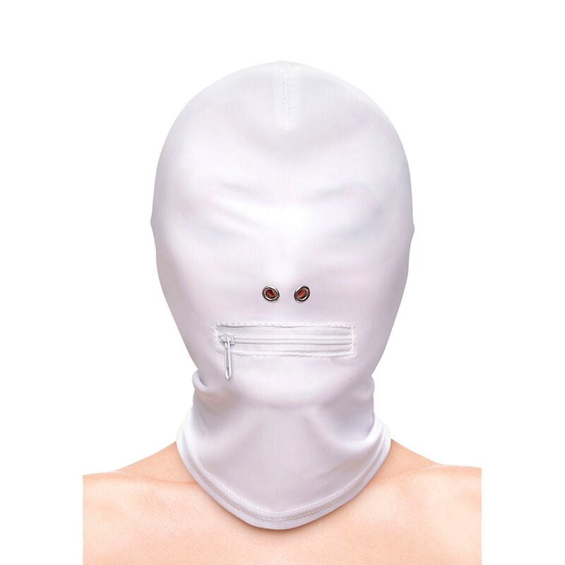 NS NOVELTIES - FETISH & FASHION CLOSED ZIPPERED MOUTH HOOD NYLON WHITE - Toys "n" Us