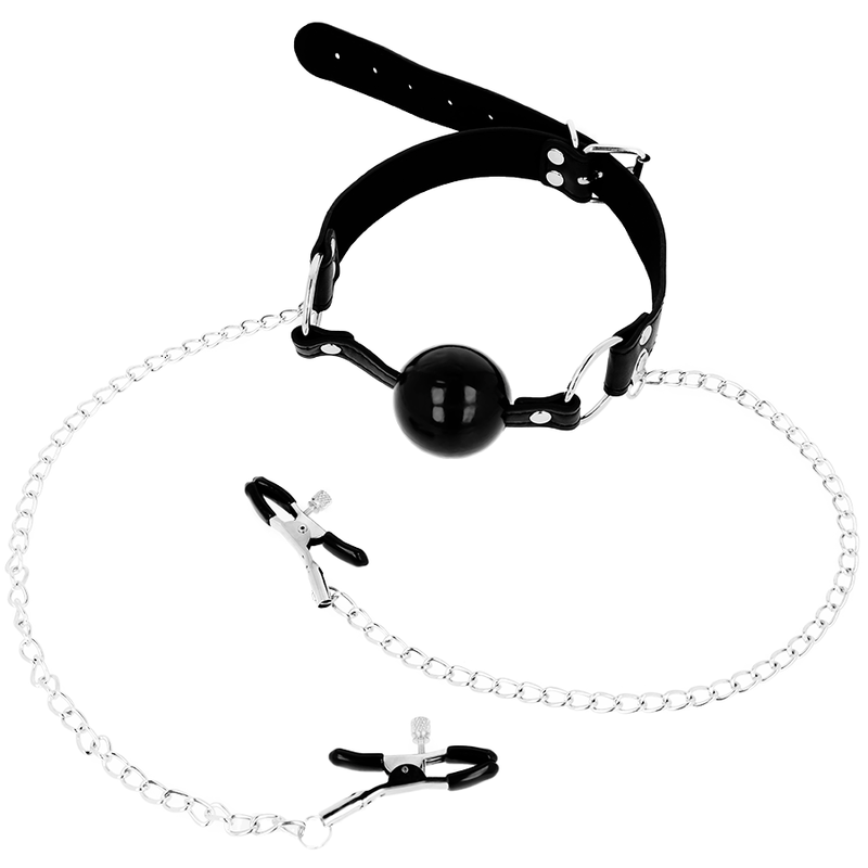 OHMAMA FETISH BLACK BALL GAG WITH NIPPLE CLAMPS - Toys "n" Us