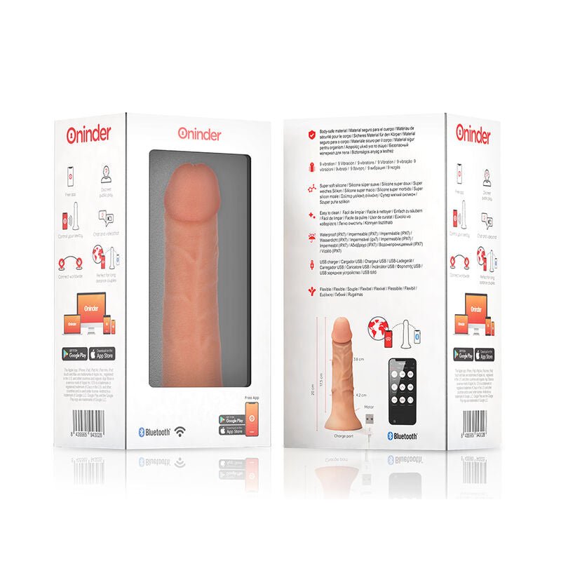ONINDER - DILDO VIBRADOR BOGOTÁ MÉDIO 9 VELOCIDADES NATURAL 20 CM - O - 4.2 CM - APLICATIVO GRATUITO - Toys "n" Us