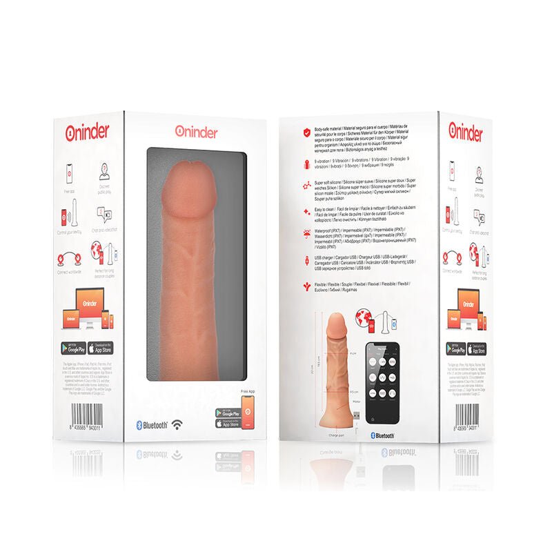ONINDER - LARGE BOGOTÁ VIBRATOR DILDO 9 SPEEDS NATURAL 22 CM - O - 4.5 CM - FREE APP - Toys "n" Us