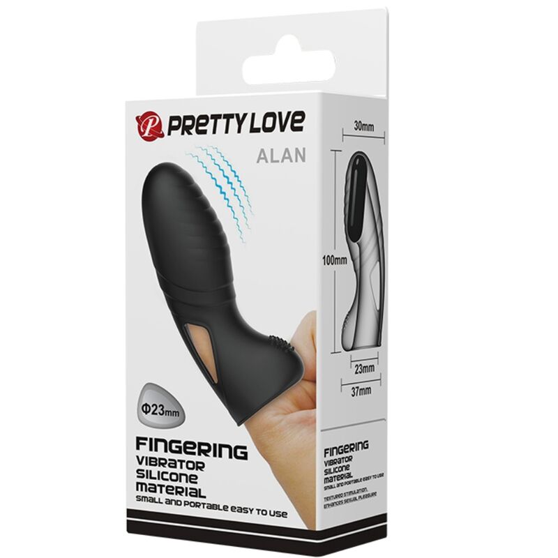 PRETTY LOVE - ALAN SILICONE FINGER VIBRATOR BLACK - Toys "n" Us