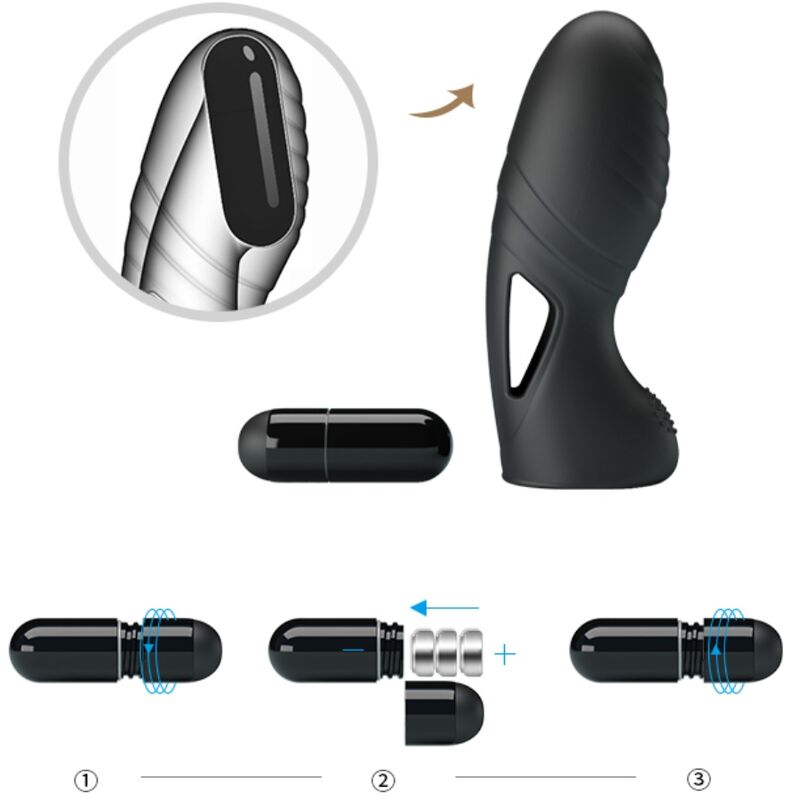 PRETTY LOVE - ALAN SILICONE FINGER VIBRATOR BLACK - Toys "n" Us