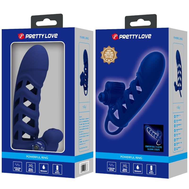 PRETTY LOVE - ALTAF VIBRATOR RING WITH SILICONE SHEATH BLUE - Toys "n" Us